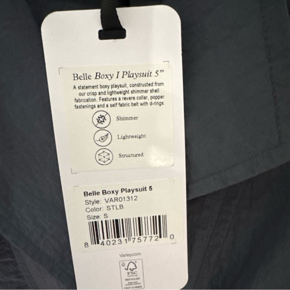 NWT Anthropologie Varley Blue Belle Boxy Playsuit Nylon Romper SMALL - $188 NEW! - Picture 7 of 10